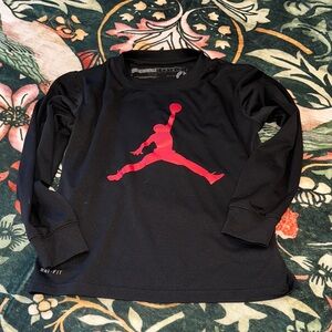 Nike Kids Black and Red Long Sleeve Tee